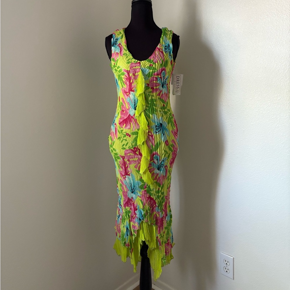 NWT Dress-U  by Sharon Green, Pink, and Blue Floral Dress- Size 9